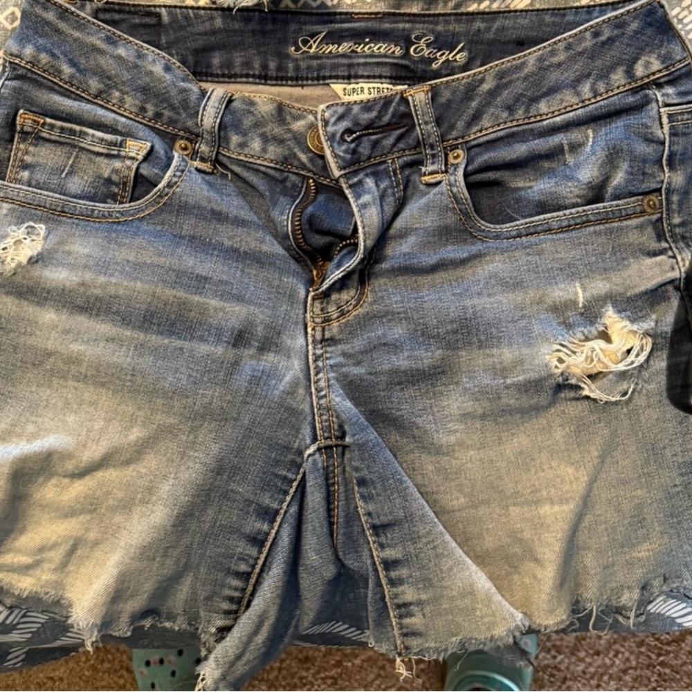 American Eagle Outfitters Blue Distressed Shorts